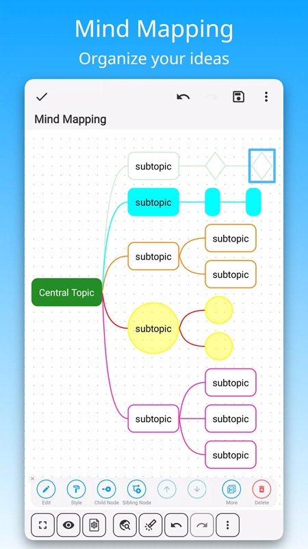 Build mind maps in different styles in DrawNote MOD APK