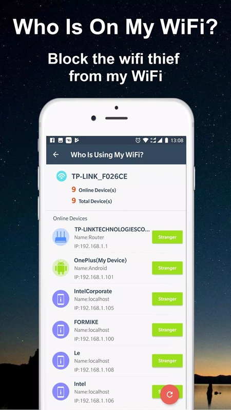 Easily view the list of devices connected to your Wifi in WiFi Router Master & Analyzer MOD APK