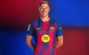 Lewandowski in a Barcelona jersey
