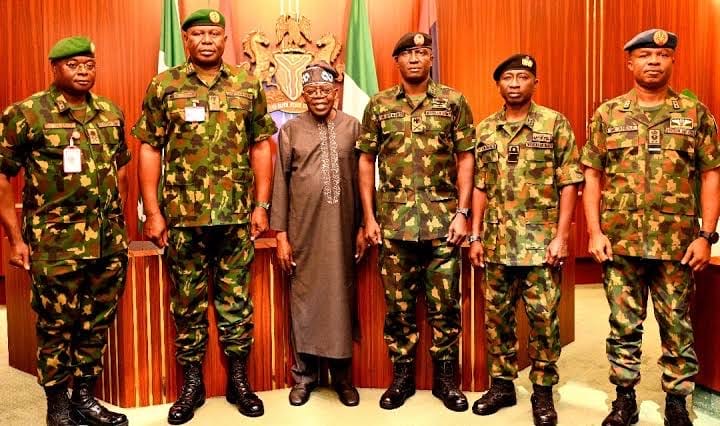 President Bola Tinubu with security chiefs