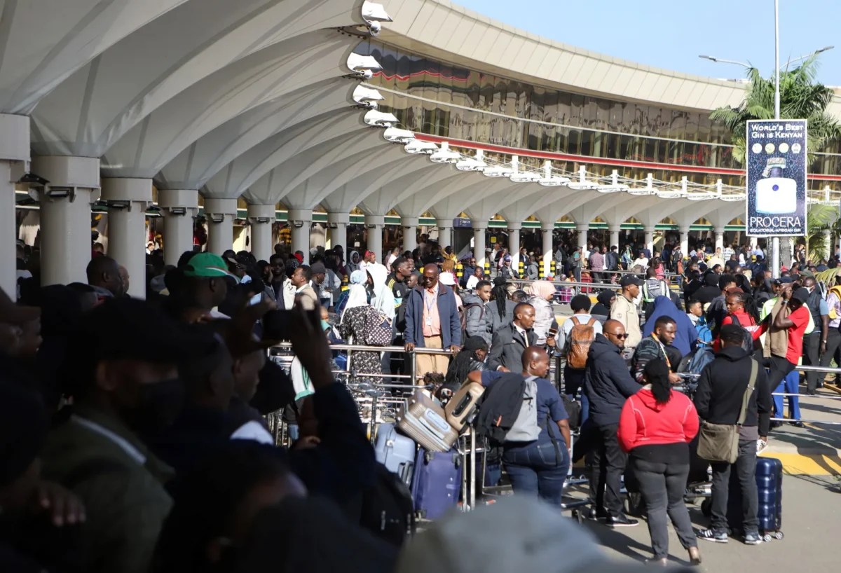 Kenya airport with travellers
