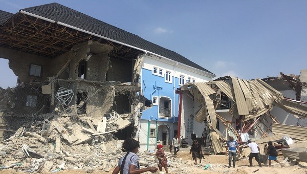 A property demolition scene in Lagos