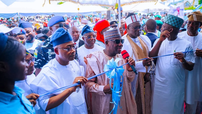 Education minister Tunji Alausa cutting the ribbon at a model science secondary school in Kogi