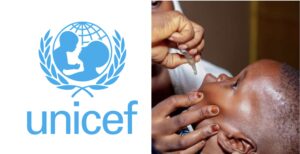 UNICEF logo and polio vaccination