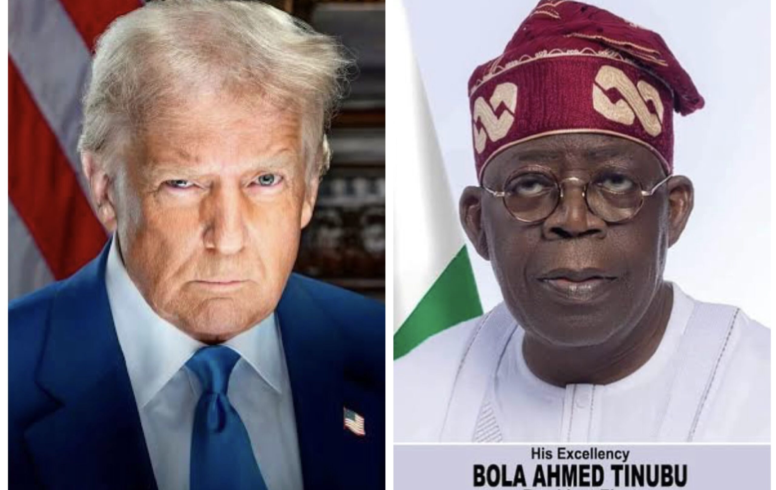 Donald Trump's official portrait and Bola Tinubu official portrait