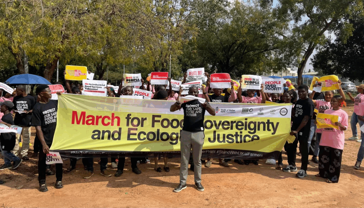 rally about disadvantages of industrial farming in Abuja