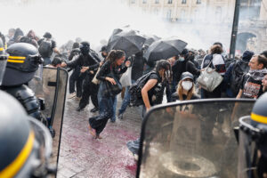 Violent student protest in France