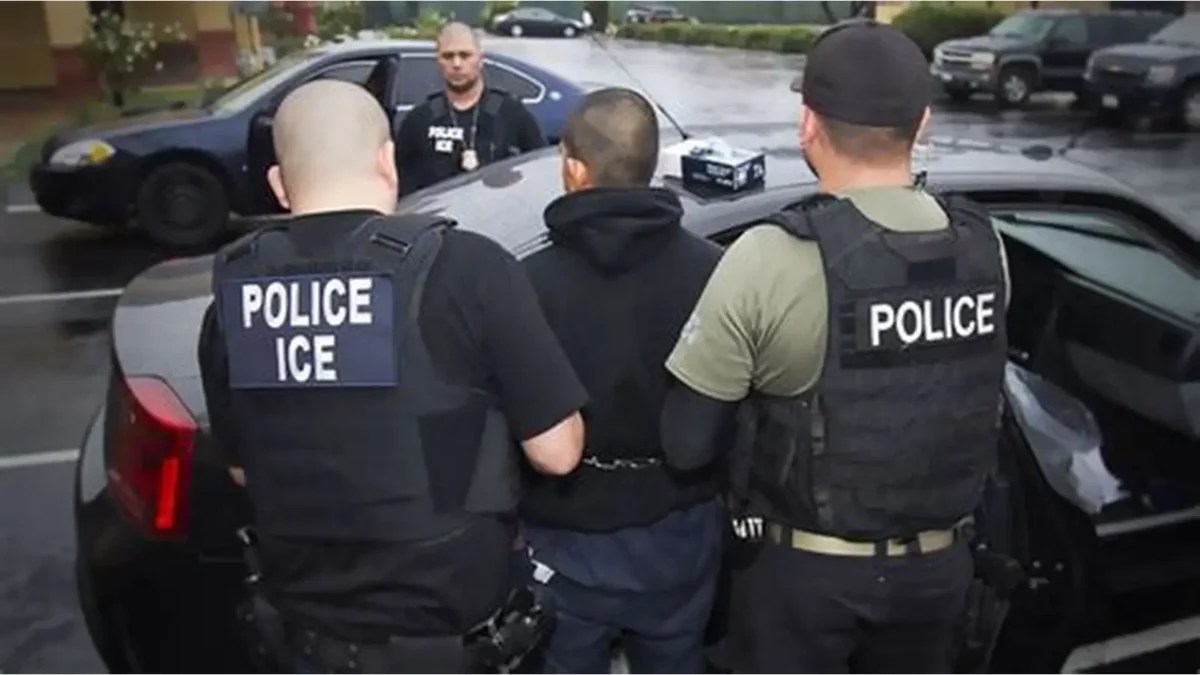 ICE officers making arrest