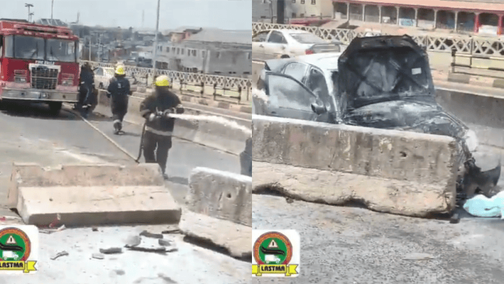 Accident involving a car on Jubilee Bridge