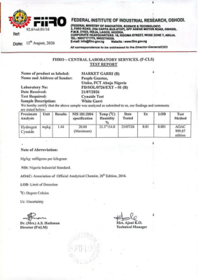 Test Result of Sample B