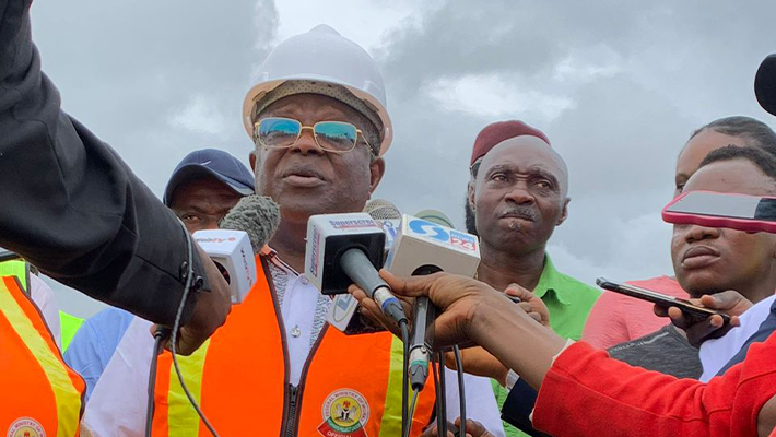 Works minister David Umahi inspecting coastal highway construction