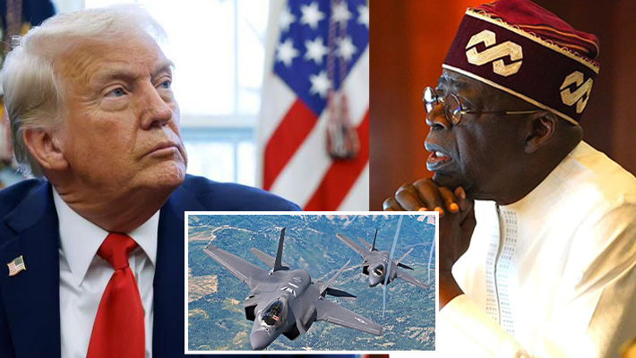 Donald Trump, U.S. fighter jet and Tinubu