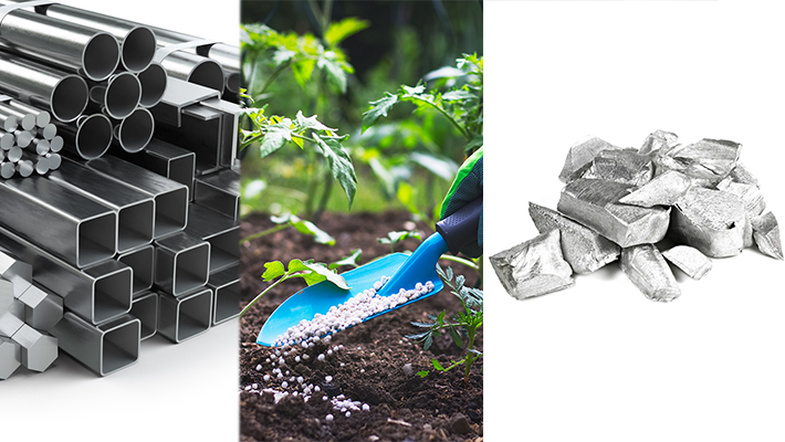 Steel, fertiliser, aluminium