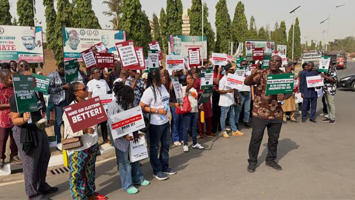 Protesters over electoral act