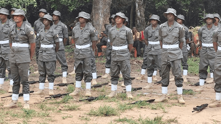 The parade of the new rangers at Okomu National Park