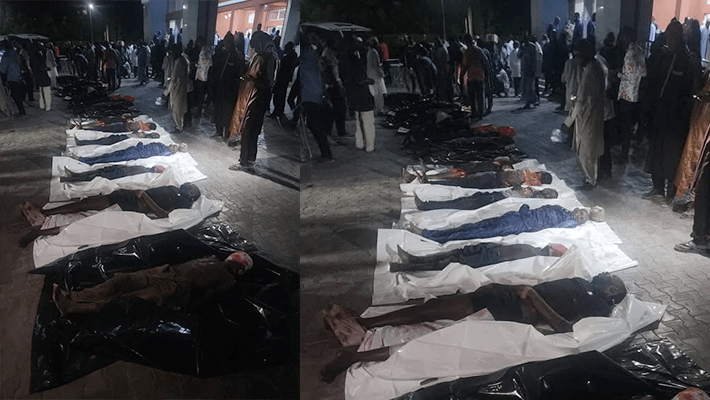 Dead bodies from bomb explosion