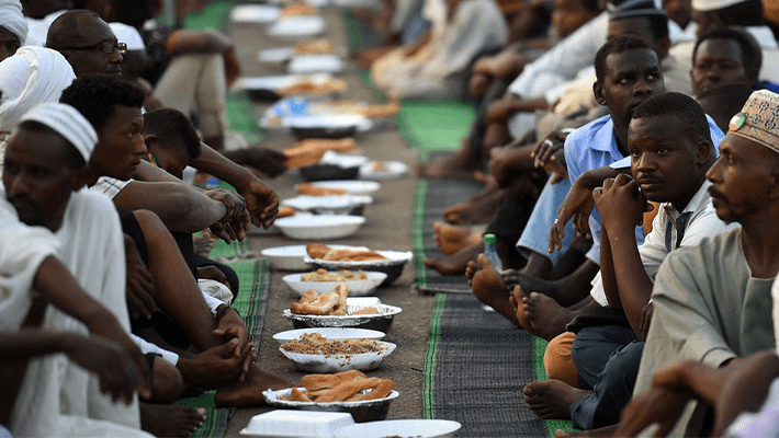 Muslims breaking fast