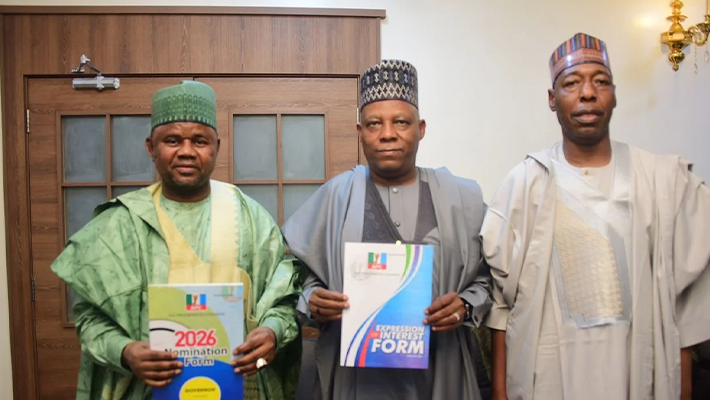 Mustafa Gubio ,Governor Babagana Zulum ,Vice-President Kashim Shettima