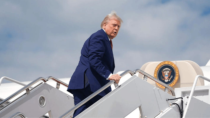 Trump aboard aircraft