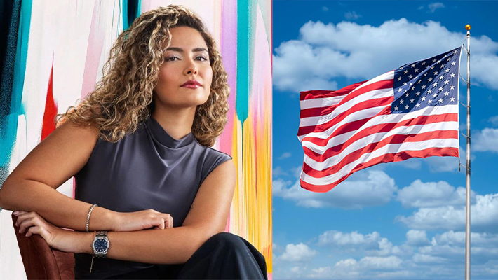 Gökçe Güven and U.S. flag
