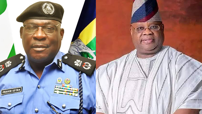 Osun CP Ibrahim Gotan and Governor Adeleke.