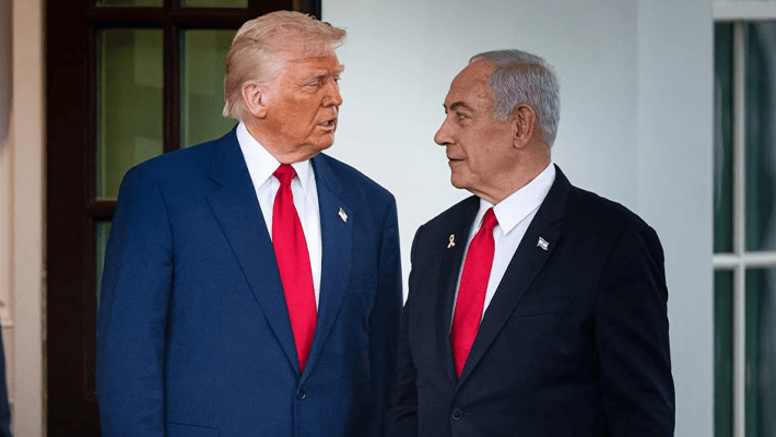 Trump standing with Netanyahu