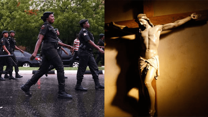 Female cops in Lagos, crucifix