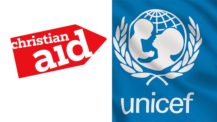Christian Aid and UNICEF logo.