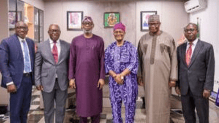 Representative of the Department of Geology, Obafemi Awolowo University, Prof. Olatunbosun Adedayo, Council Member, Obafemi Awolowo University, Mr Joseph Abaagu; Minister of Solid Minerals Development, Dele Alake; Council Member, Obafemi Awolowo University, Ile-Ife, Prof. Ralph Akinfeleye; Mr Edward Sarki and Yinka Ayanfola,