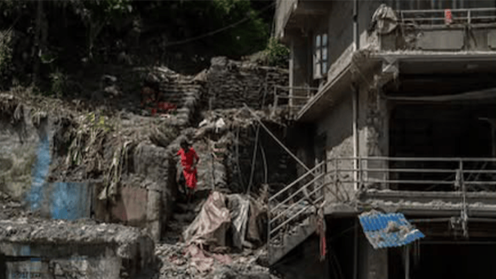 Ruins left by flooding in Nepal