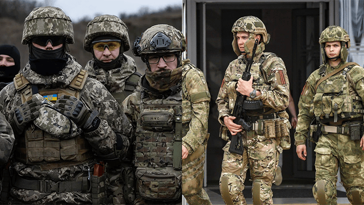 Ukraine and Russian soldiers