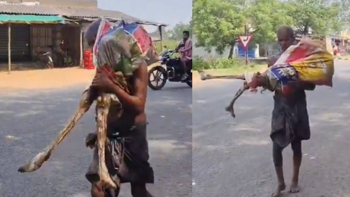 Indian man with sisters skeleton(Credit: Arab tribune)