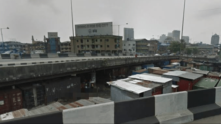 Shanties under a bridge in Lagos