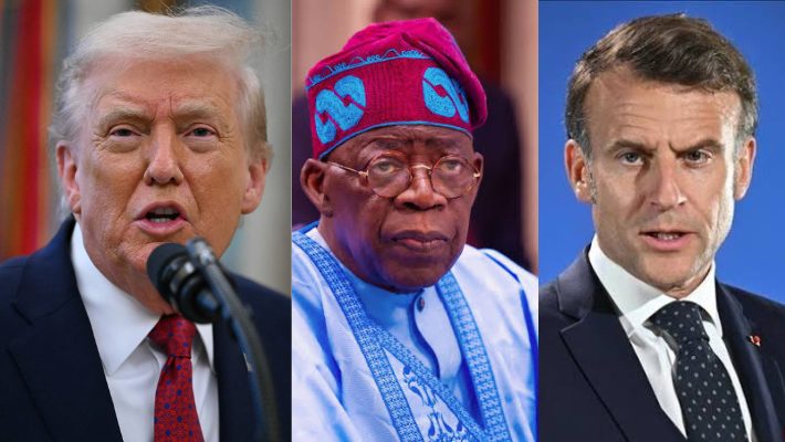 Donald trump, Bola Tinubu and Emmanuel Macron