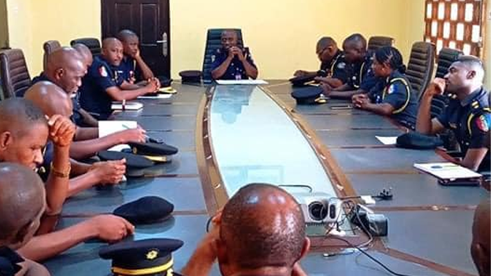 FFS FCT Controller, Muhammad Anas while addressing station commanders on Tuesday in his office