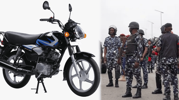 A TVS motorcycle and Nigerian police
