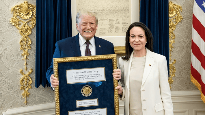 María Corina Machado with U.S. President Donald Trump