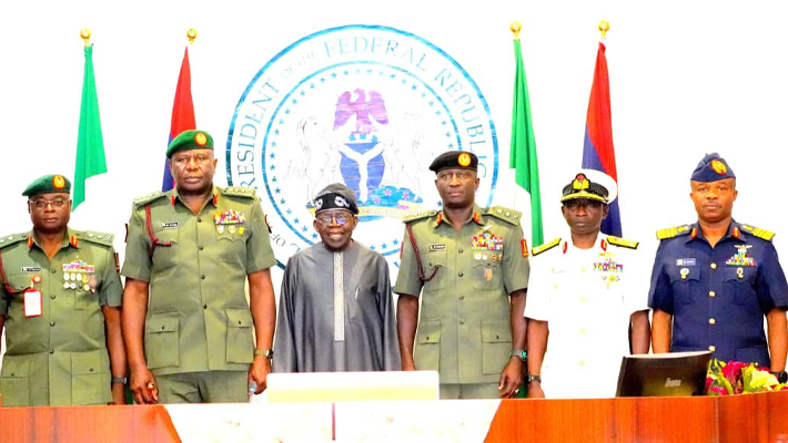 Tinubu with new service chiefs