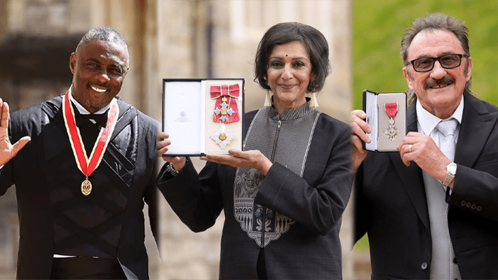 Idris Elba, Dame Meera Syal and Paul Elliott