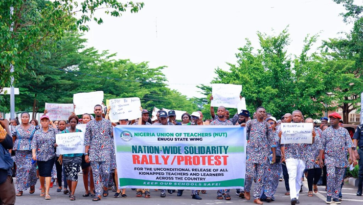 Enugu NUT protests abduction of Oyo teachers and learners