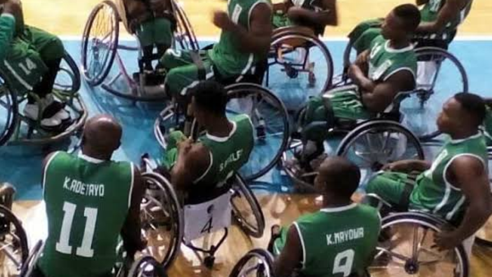 Wheelchair basketball players