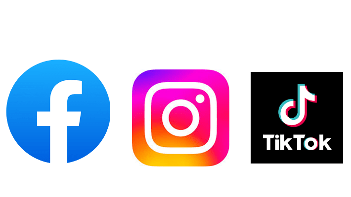 Facebook, Instagram, TikTok