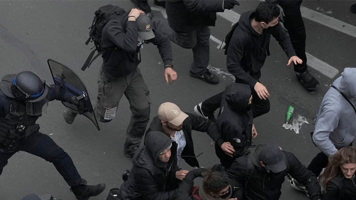 Police clash with protesters in France