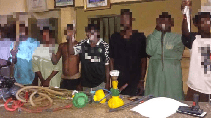 The eight suspected miscreants