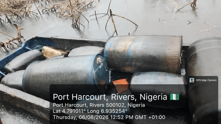 Litres of illegally refined diesel