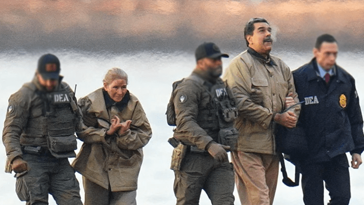 Captured Nicolás Maduro and his wife, Cilia Flores