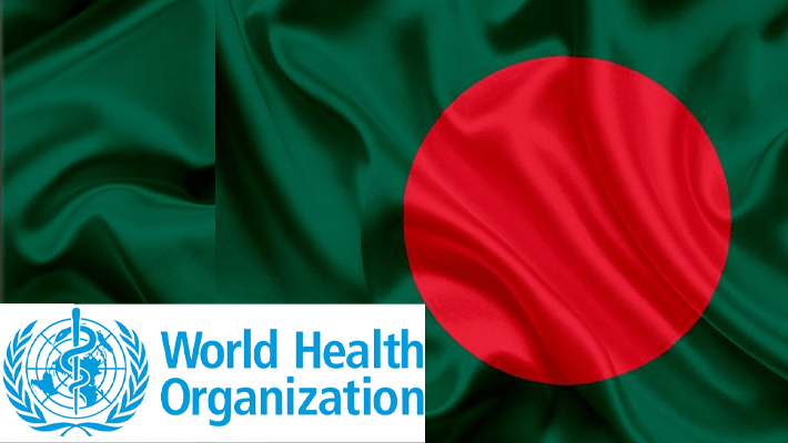 WHO logo and Bangladesh flag