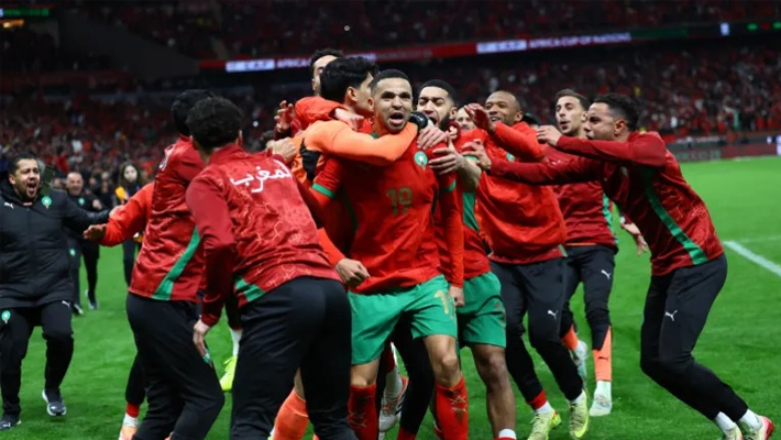 Moroccan players celebrating