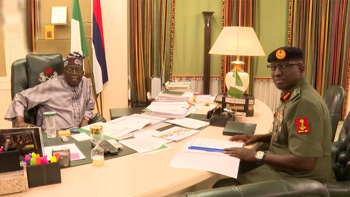 President Bola Tinubu and COAS Waidi Shaibu