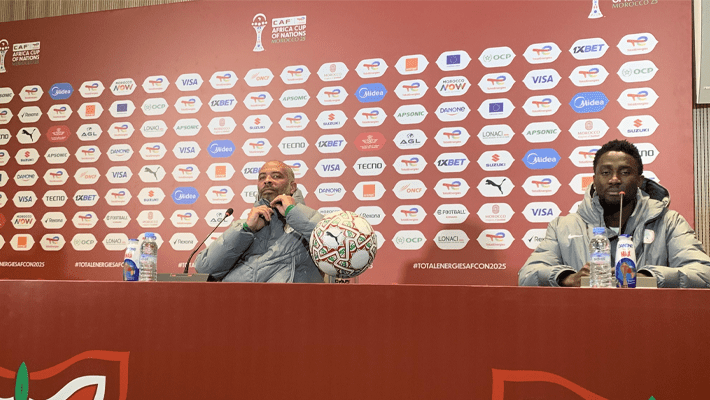 Eric Chelle at pre-match conference at the Fes Stadium